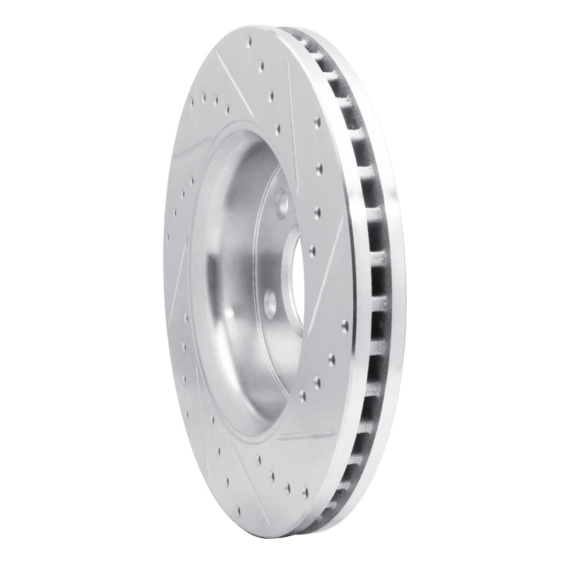 Dodge Durango Brake Rotor (1) - Front Left - R1 Concepts - Drilled & Slotted - Silver - `11-`22